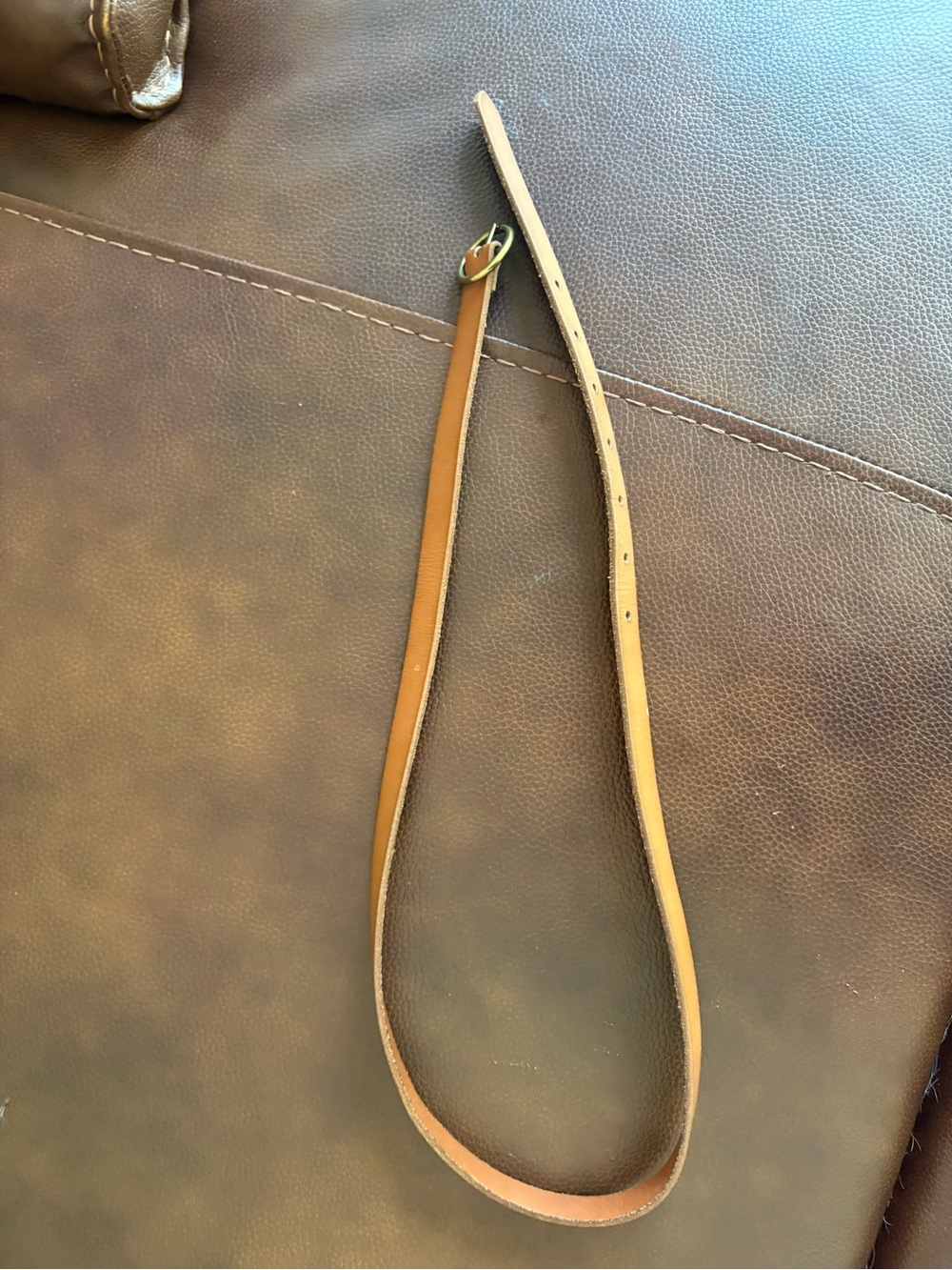 American Eagle Tan Leather Strap with Gold-Tone Print